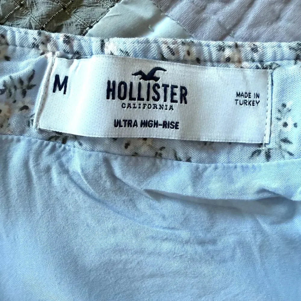 Hollister Light Blue Floral Button-Up Wrap Mini Skirt M Y2K Coquette Cottagecore